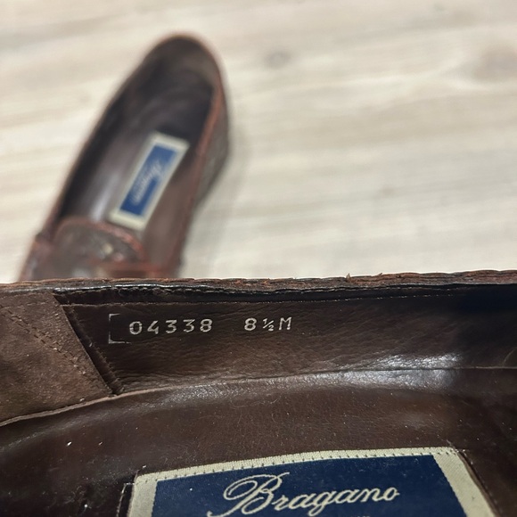 Bragano Brown Woven Leather Loafers 8.5 Italian Made in Italy - Picture 9 of 12